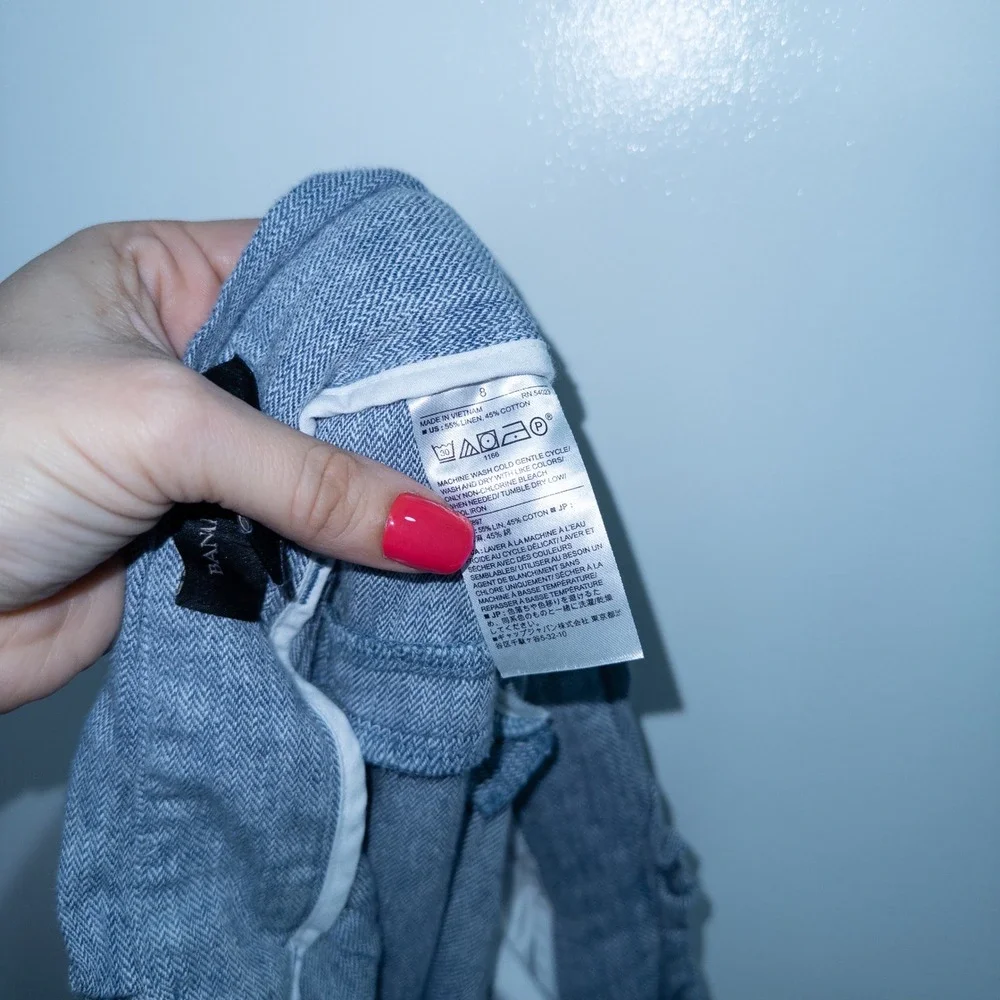 Banana Republic Blue Linen Blend Blake Crop Pants‎ Size 8